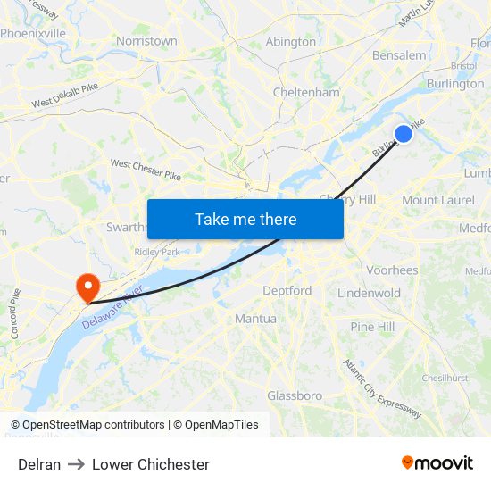 Delran to Lower Chichester map