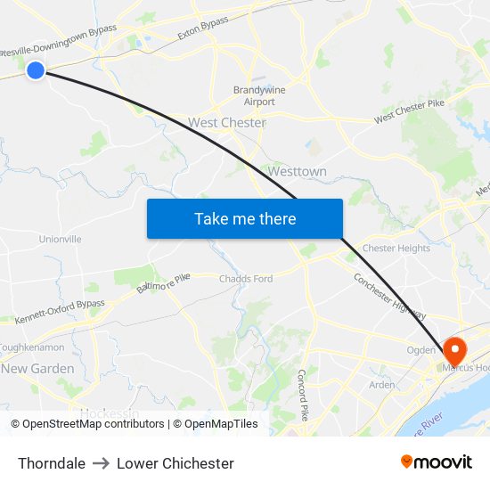 Thorndale to Lower Chichester map