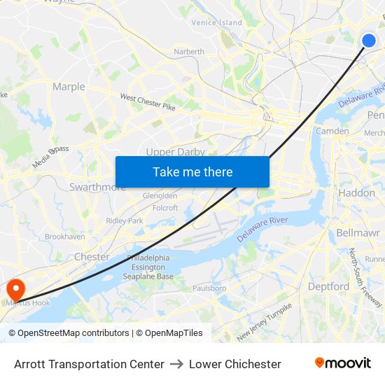 Arrott Transportation Center to Lower Chichester map