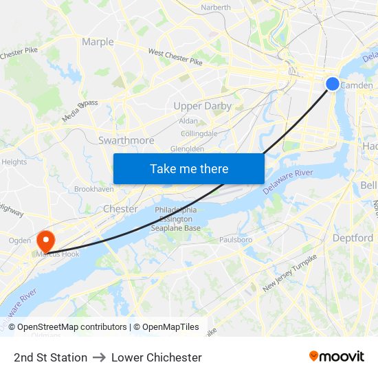 2nd St Station to Lower Chichester map