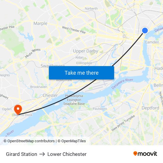 Girard Station to Lower Chichester map