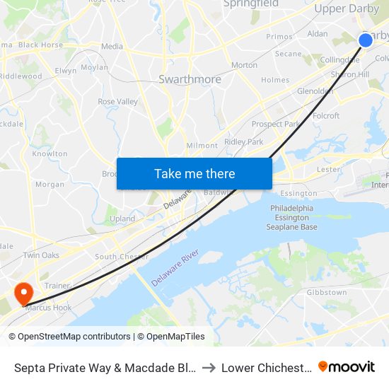 Septa Private Way & Macdade Blvd to Lower Chichester map