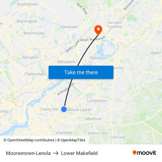 Moorestown-Lenola to Lower Makefield map