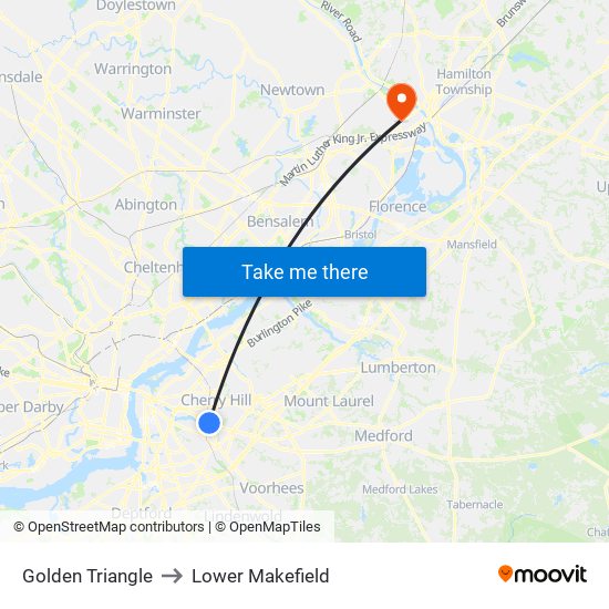 Golden Triangle to Lower Makefield map