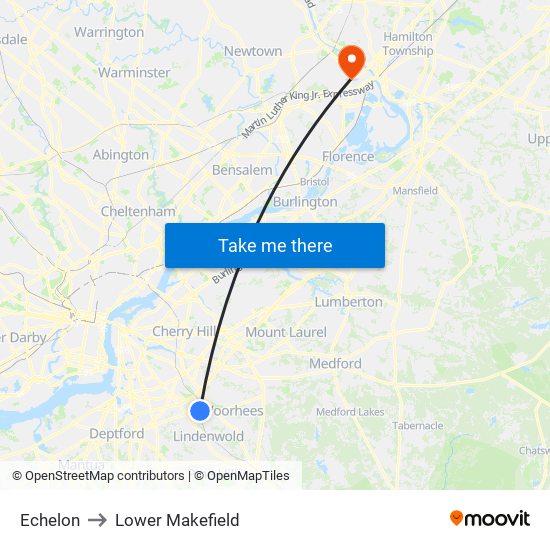 Echelon to Lower Makefield map