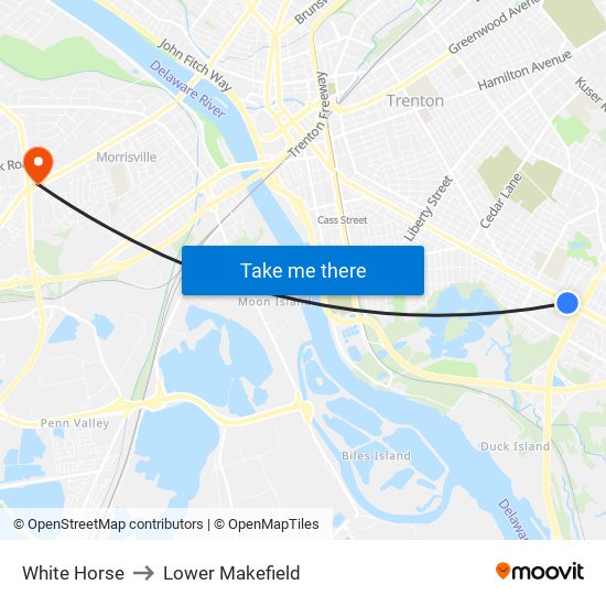 White Horse to Lower Makefield map