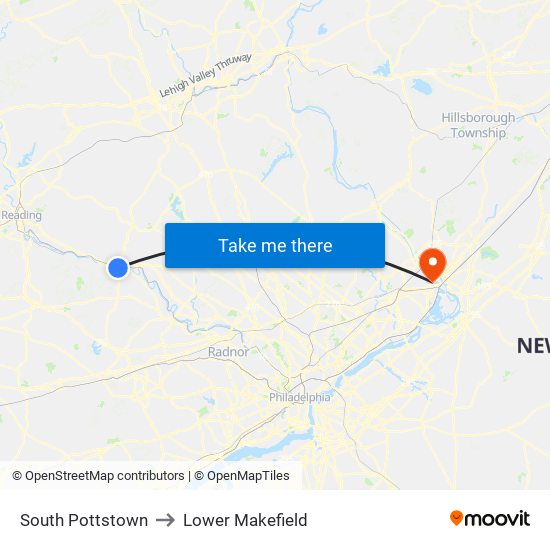 South Pottstown to Lower Makefield map
