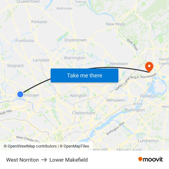 West Norriton to Lower Makefield map