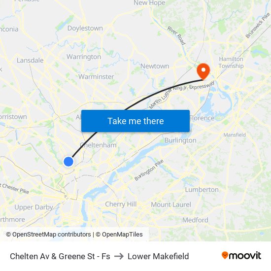 Chelten Av & Greene St - Fs to Lower Makefield map