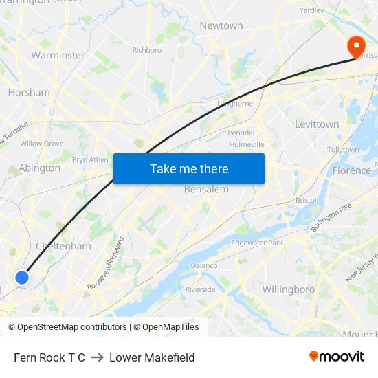 Fern Rock T C to Lower Makefield map