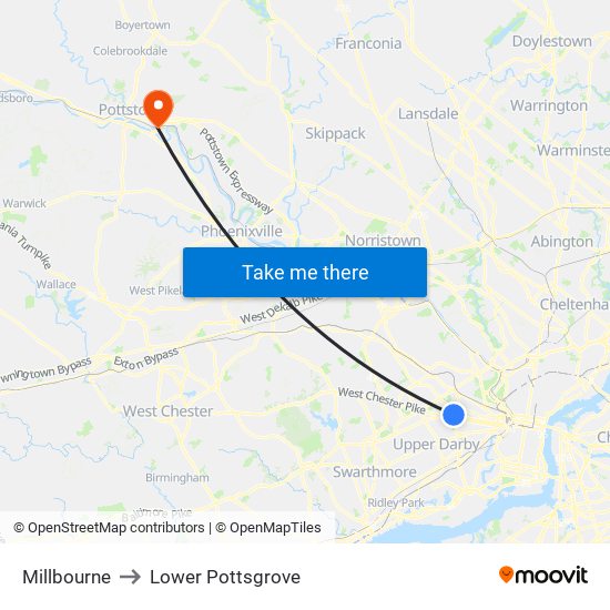 Millbourne to Lower Pottsgrove map