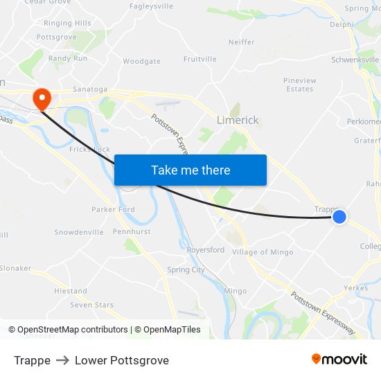 Trappe to Lower Pottsgrove map