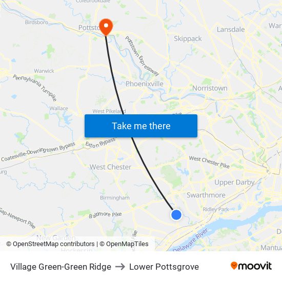 Village Green-Green Ridge to Lower Pottsgrove map