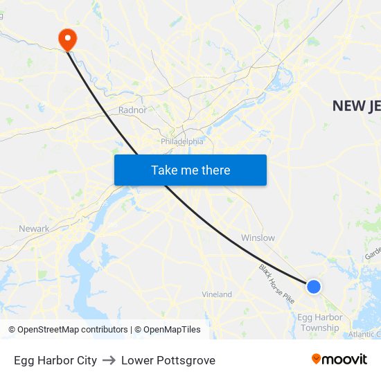 Egg Harbor City to Lower Pottsgrove map