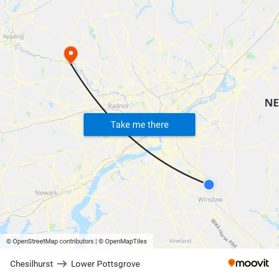 Chesilhurst to Lower Pottsgrove map