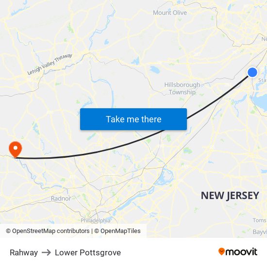 Rahway to Lower Pottsgrove map