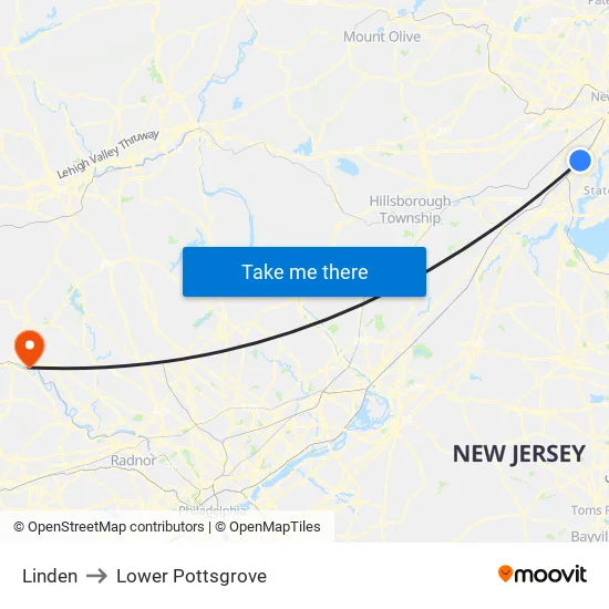 Linden to Lower Pottsgrove map
