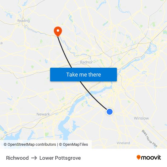 Richwood to Lower Pottsgrove map