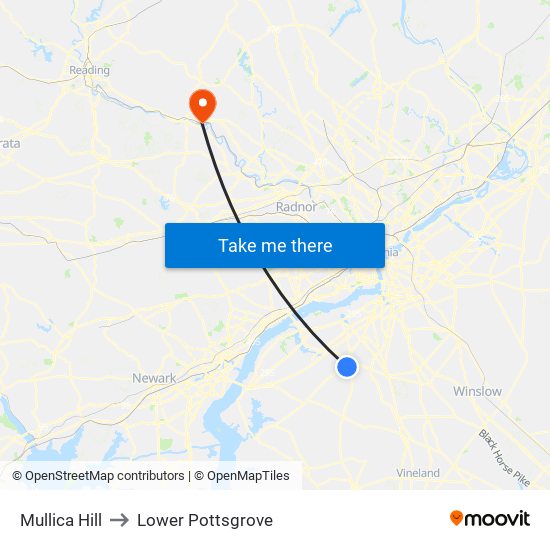 Mullica Hill to Lower Pottsgrove map