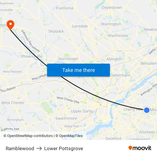 Ramblewood to Lower Pottsgrove map