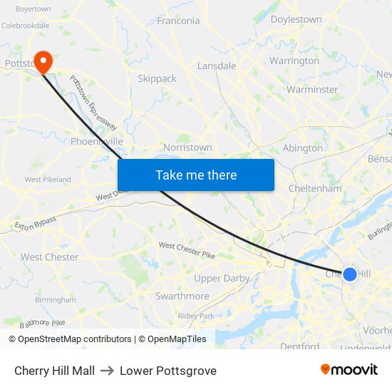 Cherry Hill Mall to Lower Pottsgrove map