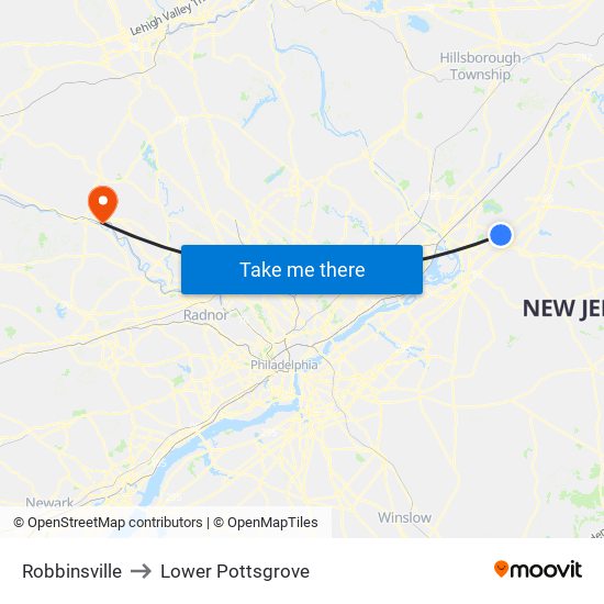 Robbinsville to Lower Pottsgrove map