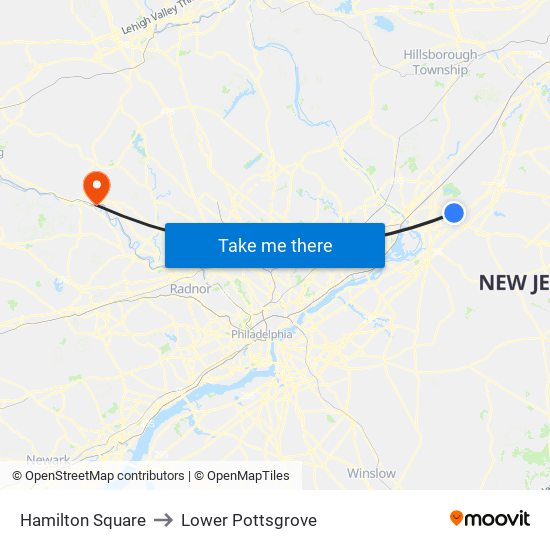 Hamilton Square to Lower Pottsgrove map