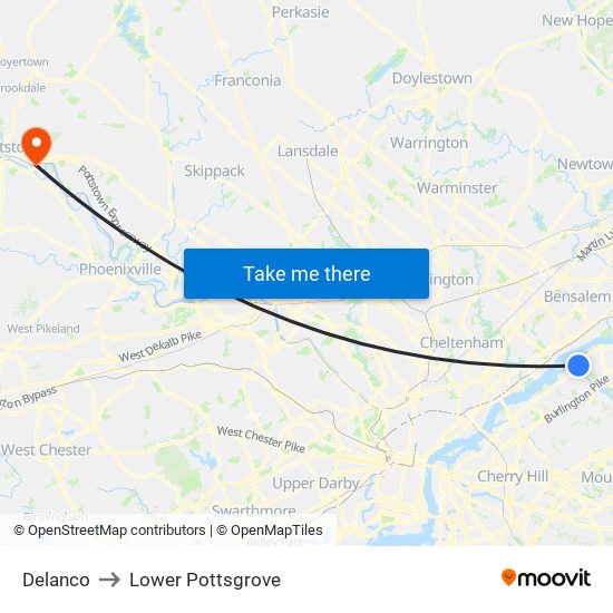 Delanco to Lower Pottsgrove map