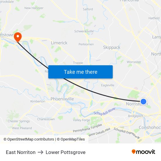 East Norriton to Lower Pottsgrove map