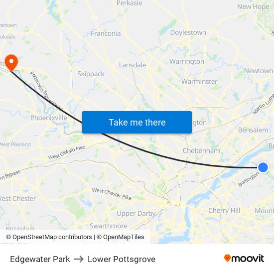 Edgewater Park to Lower Pottsgrove map