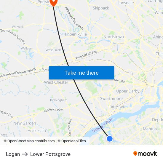 Logan to Lower Pottsgrove map
