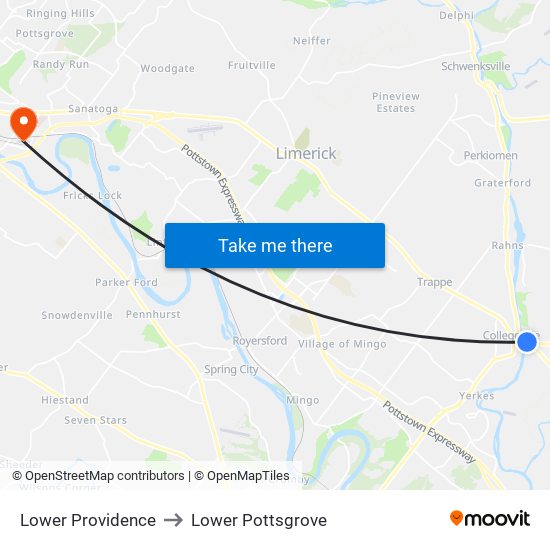 Lower Providence to Lower Pottsgrove map
