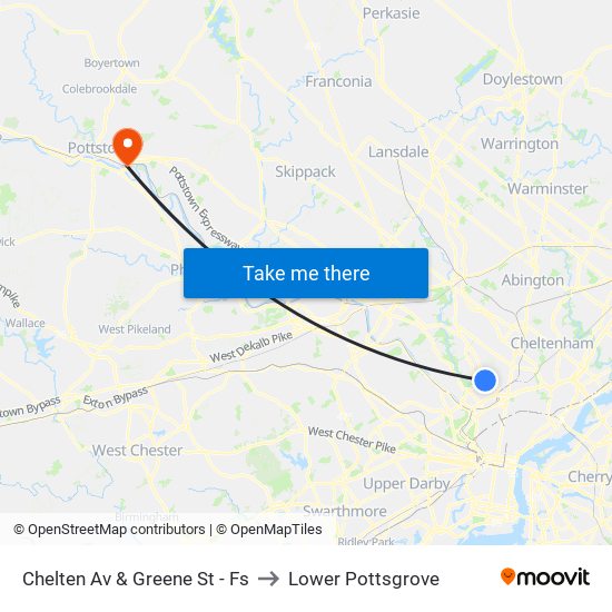 Chelten Av & Greene St - Fs to Lower Pottsgrove map