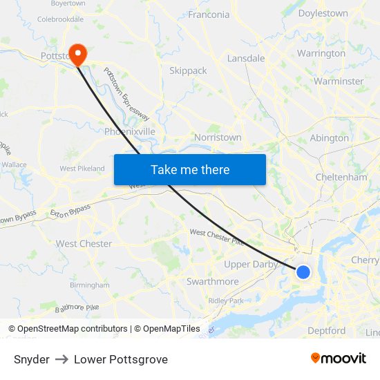 Snyder to Lower Pottsgrove map