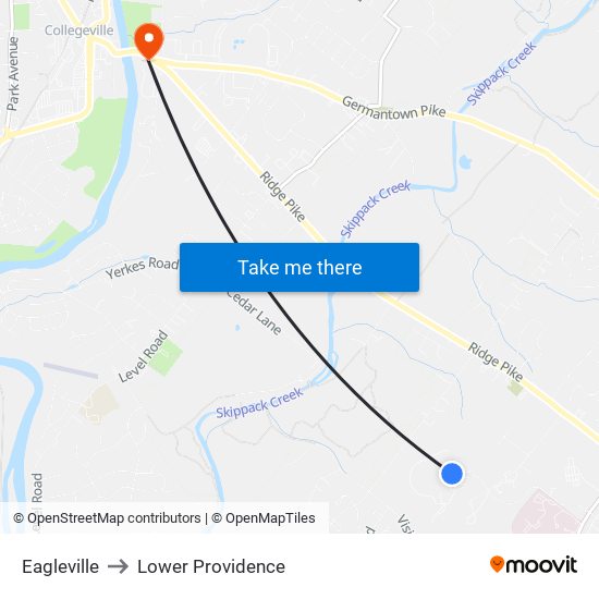 Eagleville to Lower Providence map