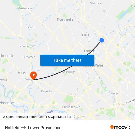 Hatfield to Lower Providence map