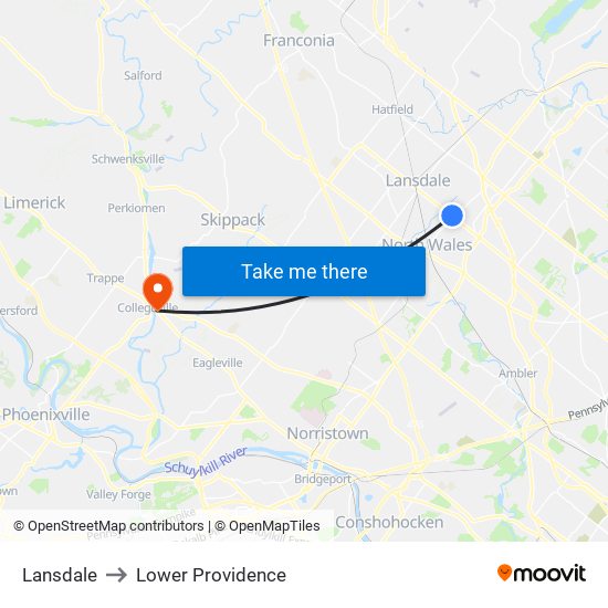 Lansdale to Lower Providence map