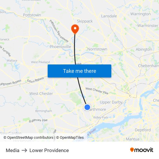 Media to Lower Providence map