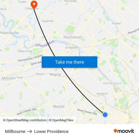 Millbourne to Lower Providence map