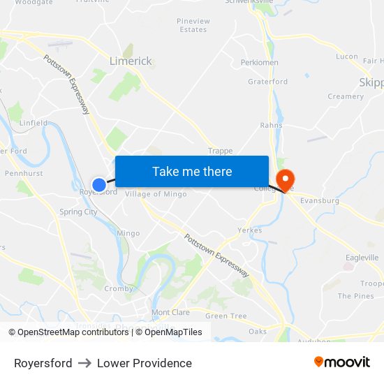 Royersford to Lower Providence map