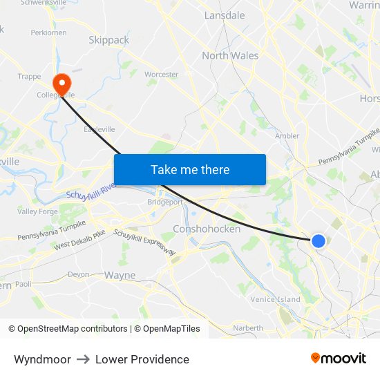 Wyndmoor to Lower Providence map