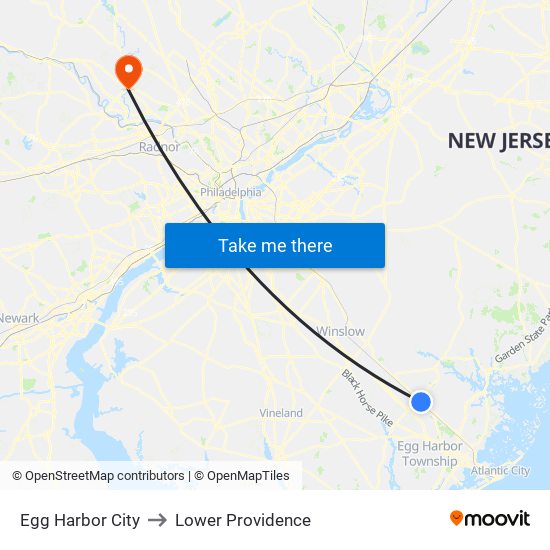 Egg Harbor City to Lower Providence map