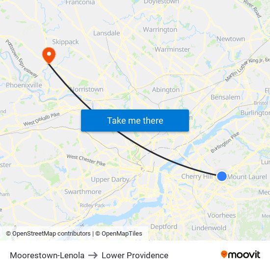 Moorestown-Lenola to Lower Providence map