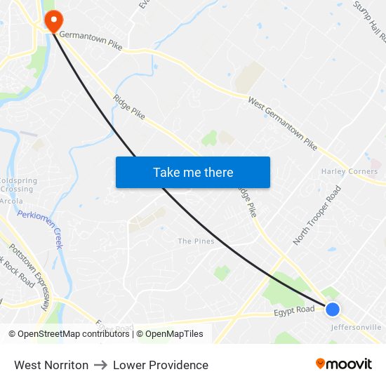 West Norriton to Lower Providence map