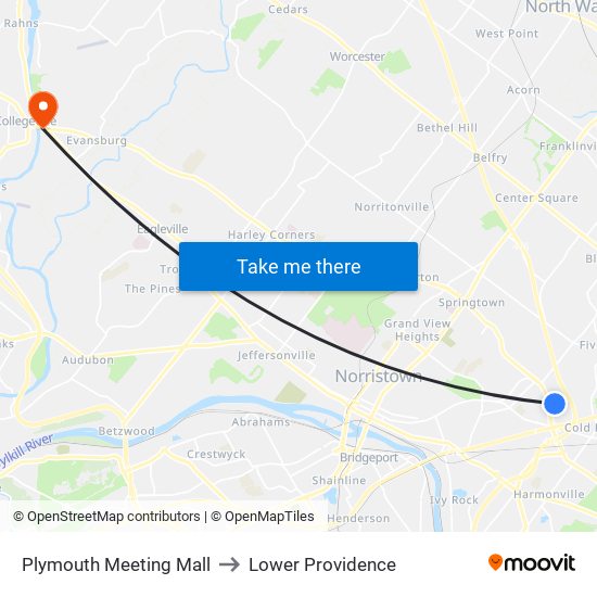 Plymouth Meeting Mall to Lower Providence map