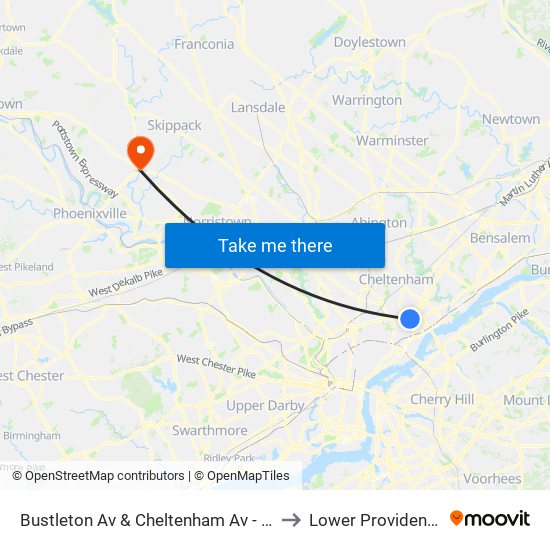 Bustleton Av & Cheltenham Av - Fs to Lower Providence map