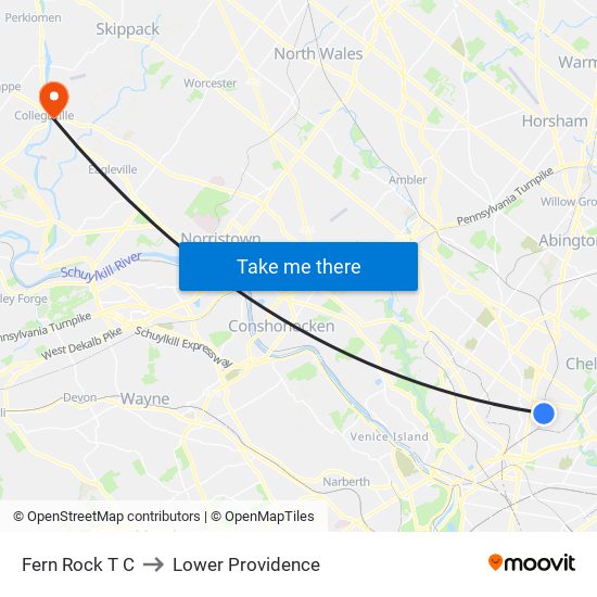Fern Rock T C to Lower Providence map