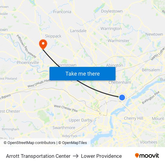 Arrott Transportation Center to Lower Providence map