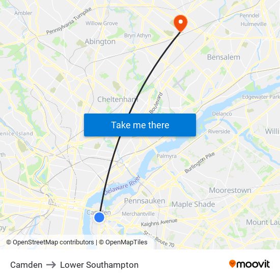 Camden to Lower Southampton map