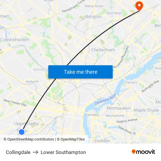 Collingdale to Lower Southampton map